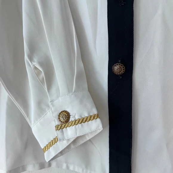 Bora Bora Vintage blouse white button down holiday New Year’s Eve - Picture 10 of 11